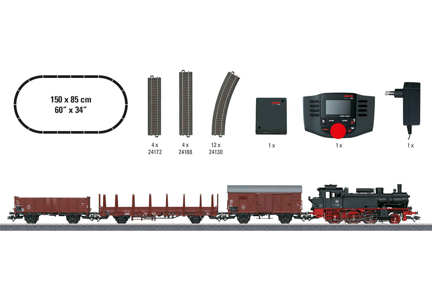 Artikel Bild: Märklin 29074 Digital-Startpackung Güterzug mit BR 74 und MS II