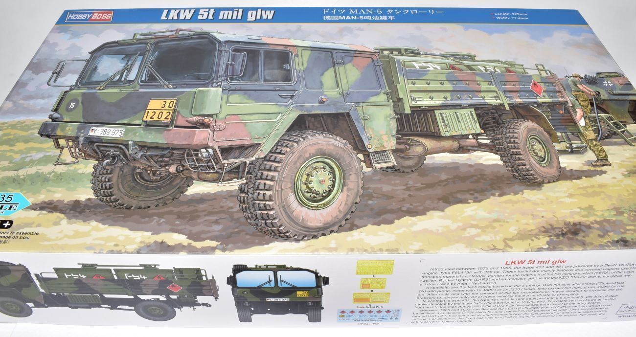 Artikel Bild: Hobby Boss 1/35 85508 Lkw MAN 5to gl TA mit Tanks, Bundeswehr Bausatz, NEU & OVP