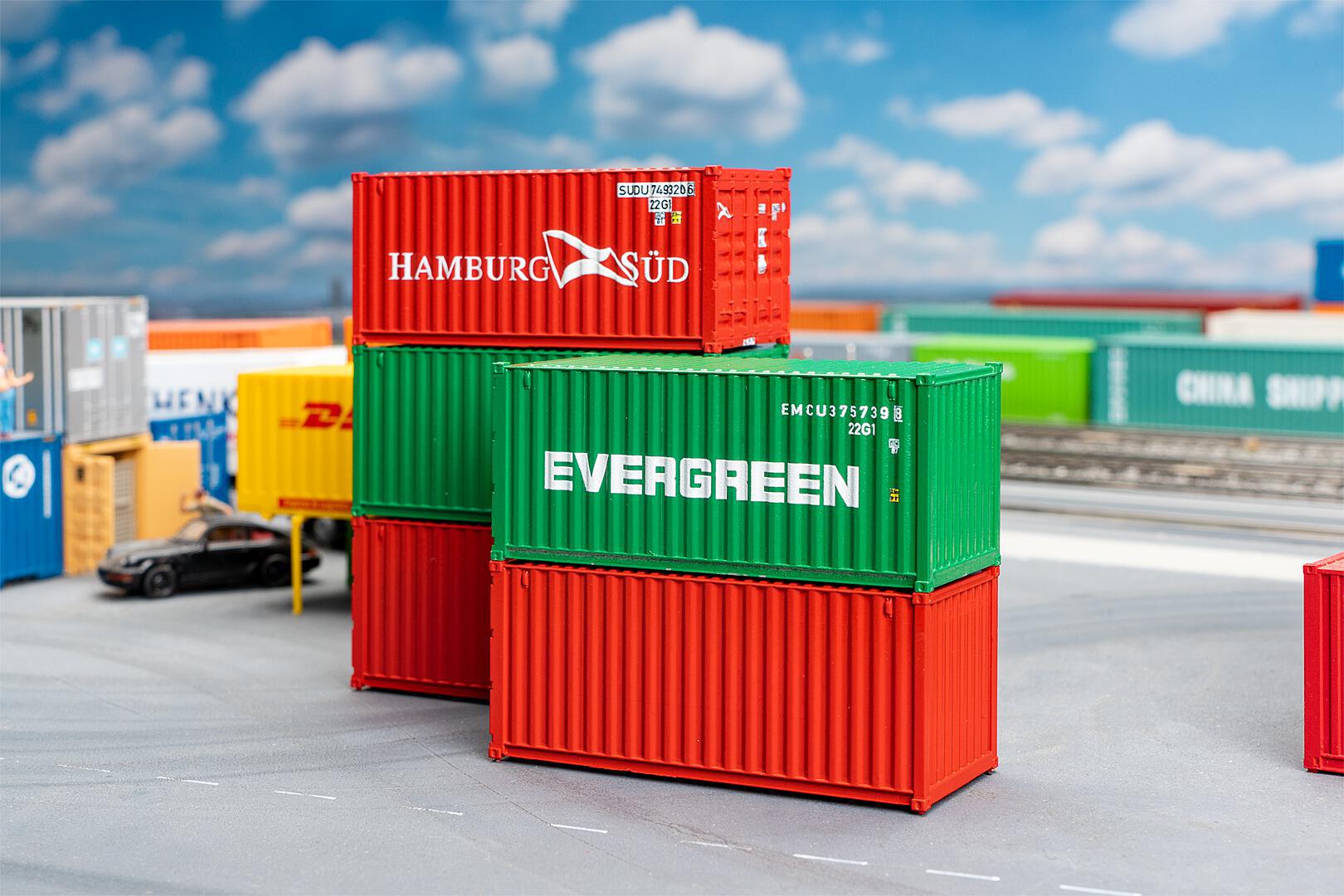 Artikel Bild: Faller 182051 20' Container Set 5-tlg. Bausatz Ep. IV