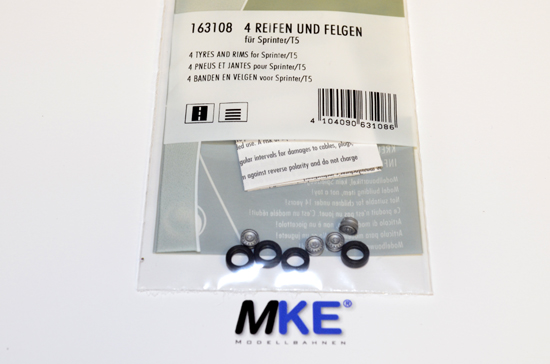Faller Car System 163108 4 Stück Kompletträder, Felge & Reifen Sprinter (161712)