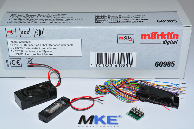 Artikel-Bild-Märklin 60985 mSD3 Sound Sounddecoder Multi NEM & Kabel Dampfloksound
