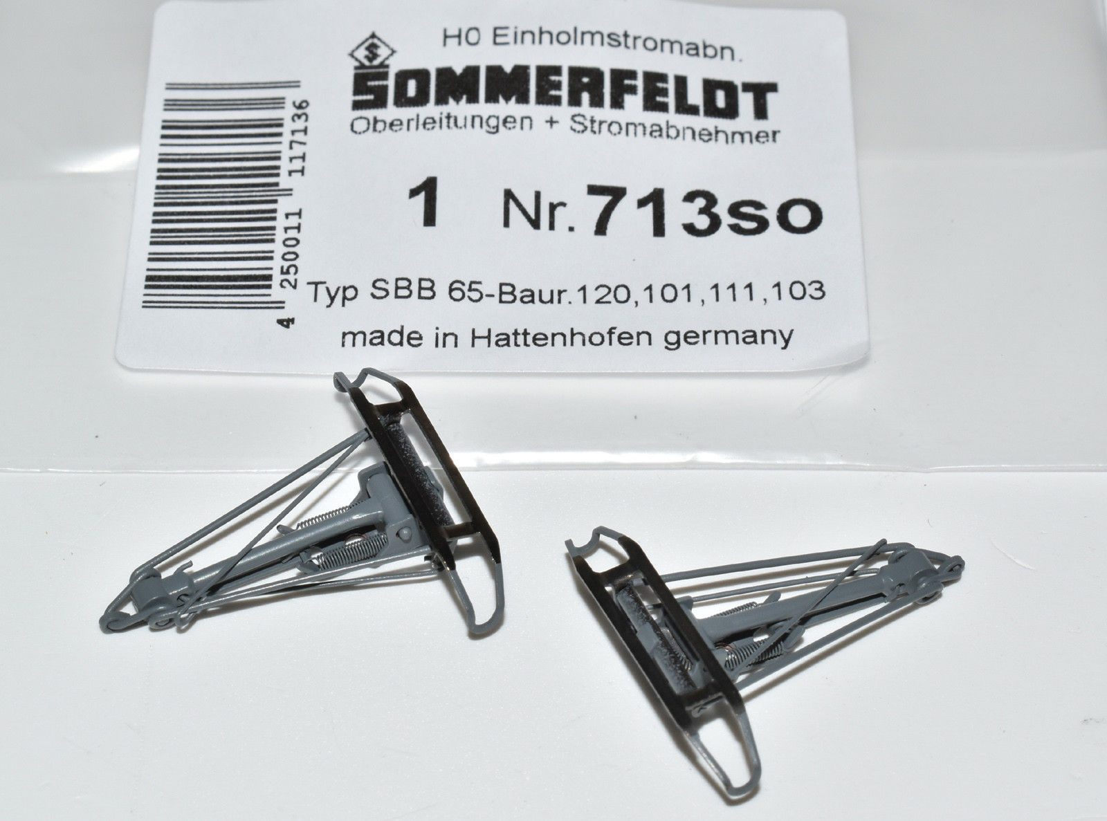 Artikel Bild: Sommerfeldt H0 713 2 Stück Einholmstromabnehmer grau für 120 101 111 