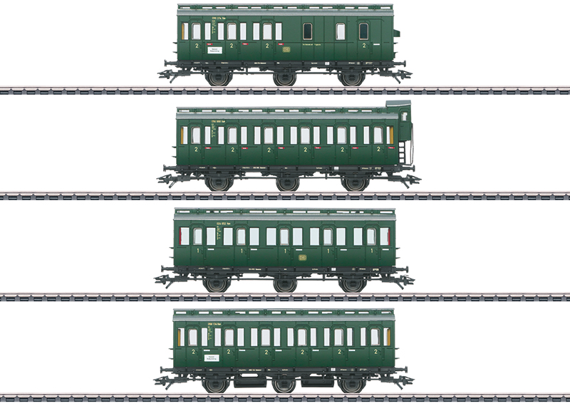 Artikel Bild: Märklin 42046 Abteilwagen- Set 4-tlg. Ep.III der DB, grün 3-achsig