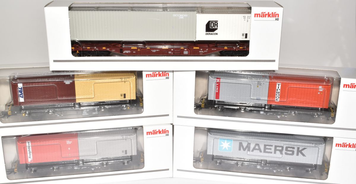 Artikel Bild: Märklin 47680 Container-Tragwagen-Set 5tlg. Ep. IV DB