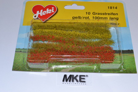 Artikel-Bild-HEKI 1814 Gras, Grasstreifen, 10 Stück grün gelb rot