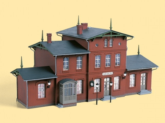 Auhagen H0 11381 großer Bahnhof Krakow Preuß. Bausatz, Backsteingebäude