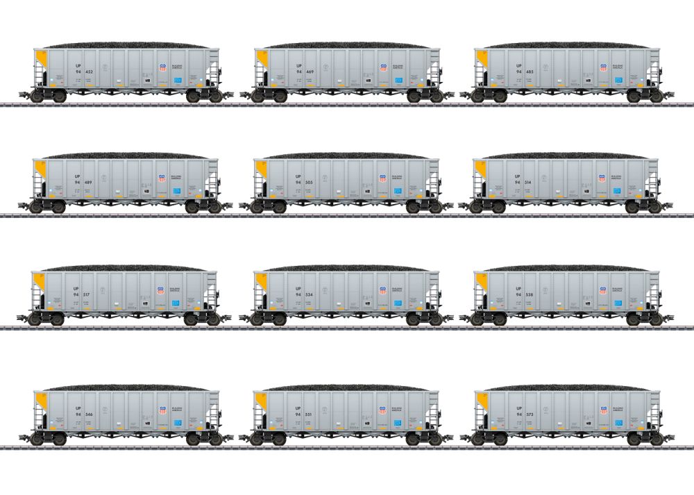 Artikel-Bild-Märklin H0 45665 US- Güterwagen Set 12tlg. Hopper Car Set UP mit Kohle