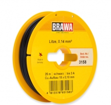 Brawa 3158 Litze / Kabel, schwarz 0,14 mm² 25 Meter Spule